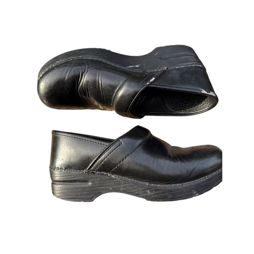 Dansko Shoes Leather Comfort Clogs Slip On 38 US 8 Black Platform